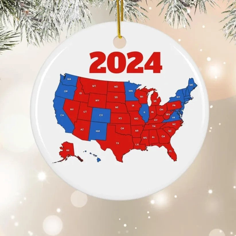 Cross-border Christmas Trump support map acrylic pendant, Christmas election Christmas tree decoration hanging sign